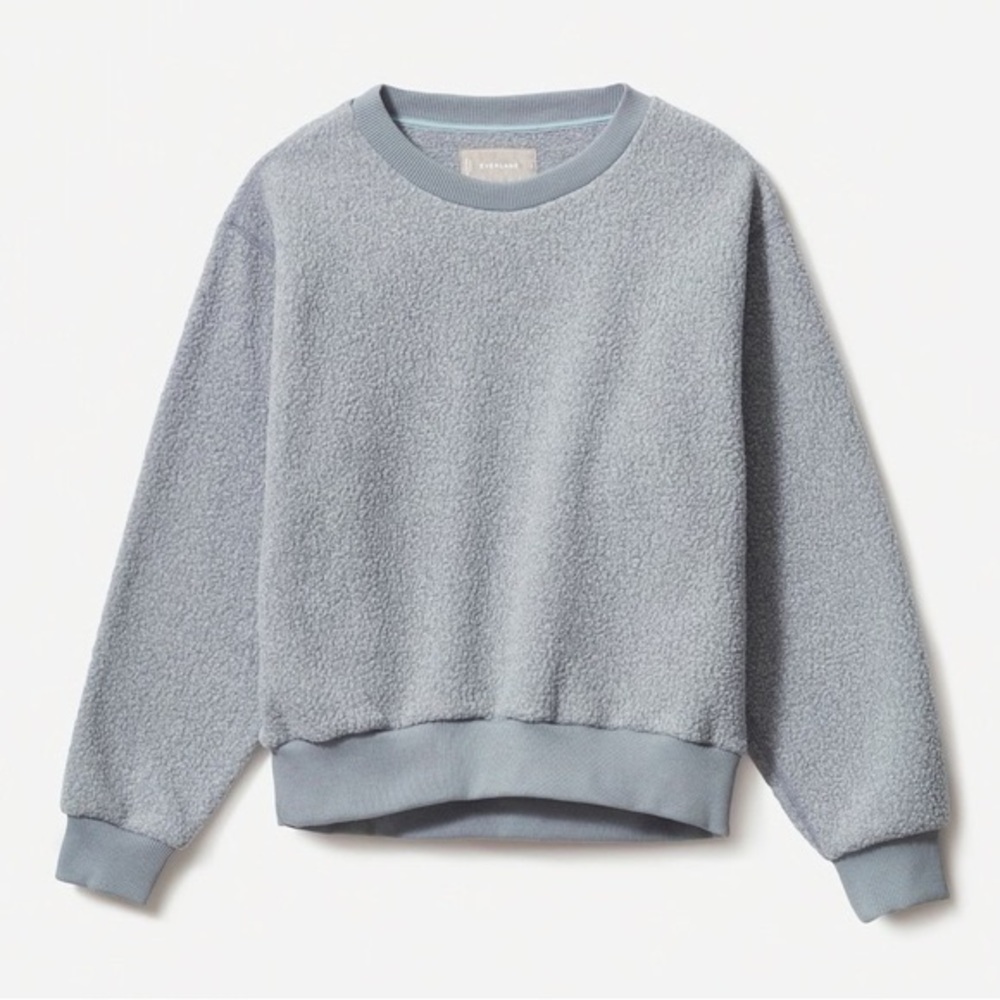 Everlane ReNew Fleece Sherpa Oversized Sweatshirt Light Dty Blue